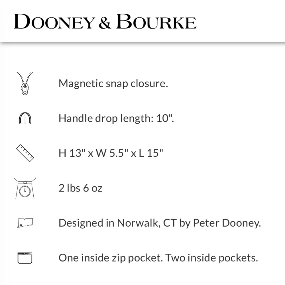 Dooney & Bourke New Authentic Pebble Grain Extra Large Courtney Sac. Black - Picture 4 of 6
